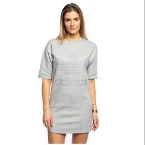 ADIDAS Logo Printed Grey Short Sleeve Mini Dress